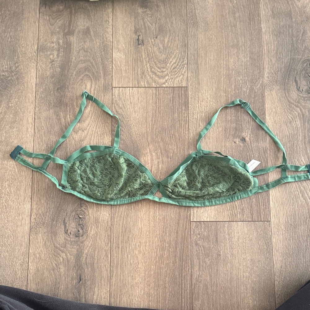 Silence + Noise Lace Bra in Olive Green